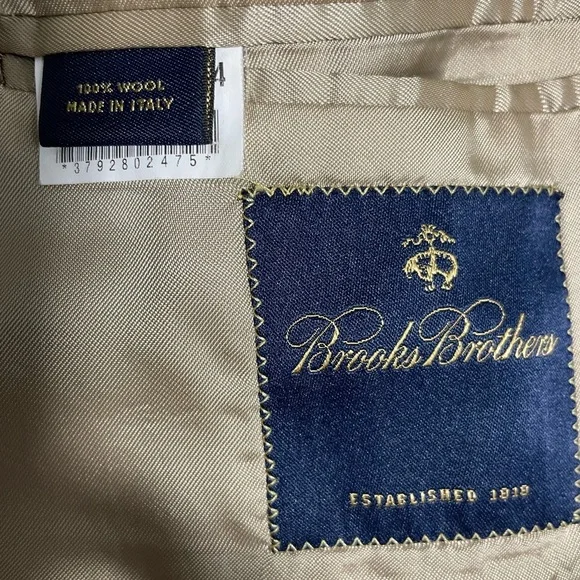 Brooks Brothers Loro Piano Wool Blazer Houndstooth Beige Sport Coat Size 41L